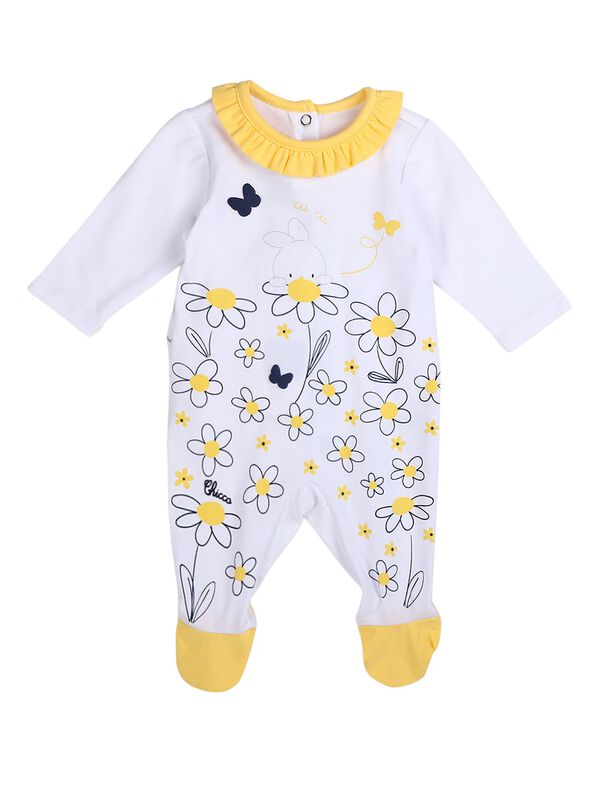 Girls White Nappy Opening Babysuit image number 0